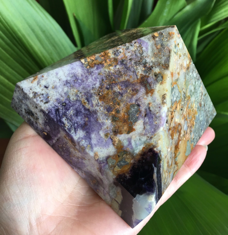 Natural tourmaline& fluorite&chalcopyrite& amethyst Crystal Gem Stone Pyramid