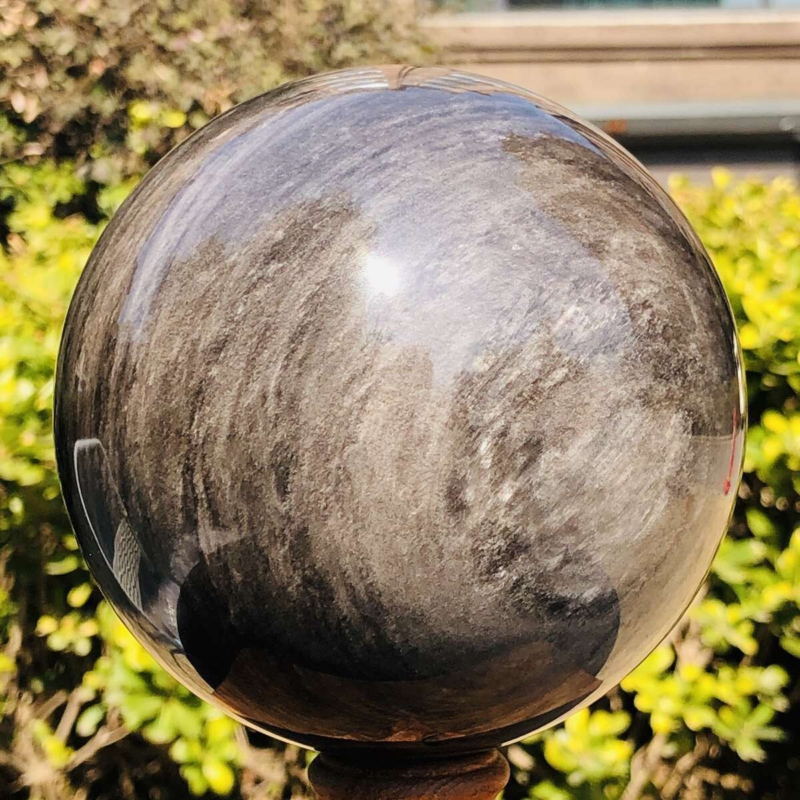 4.2LB Natural Beautiful Silver obsidian ball Quartz Crystal Sphere Healing 348