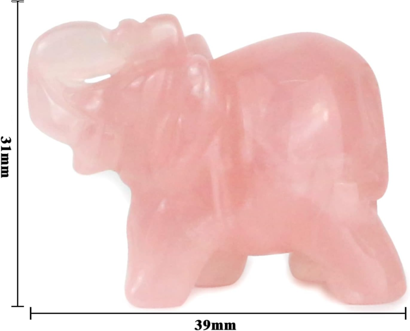 Rose Quartz Elephant Figurines Hand Carved Pocket Statue Healing Crystals Good L