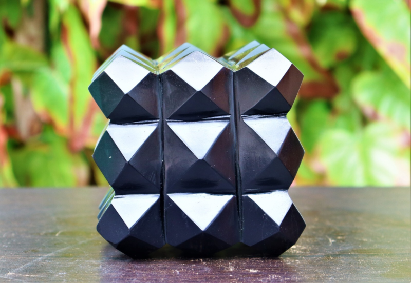 11CM Natural Black Tourmaline Meditation Healing Power Stone 54 Pyramid Cube