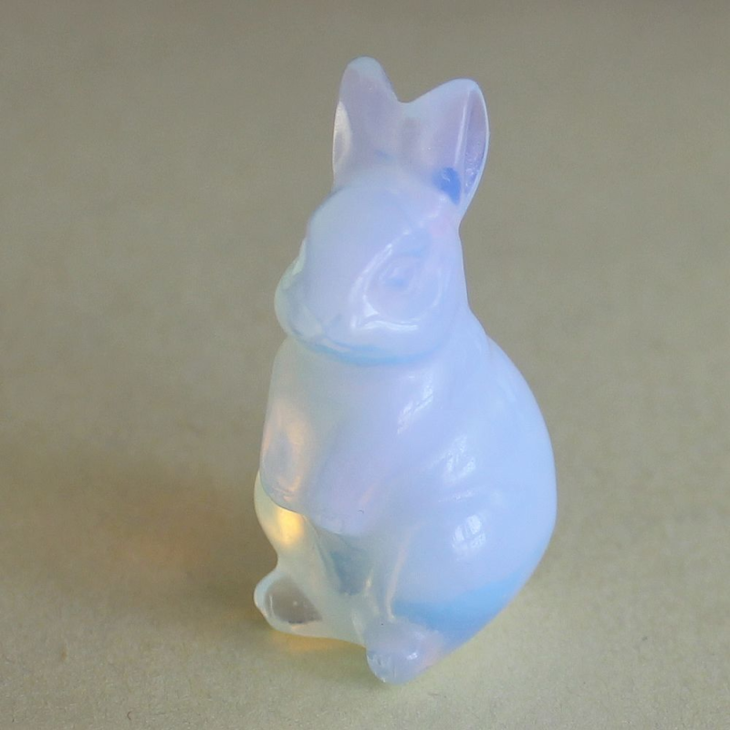 Carved gemstone crystal rabbit bunny figurine animal carving home decor 1.5''