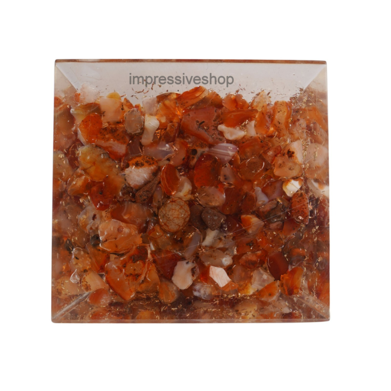 XL Carnelian Orgone Pyramid Gemstone Reiki Crystal Healing Free Shipping