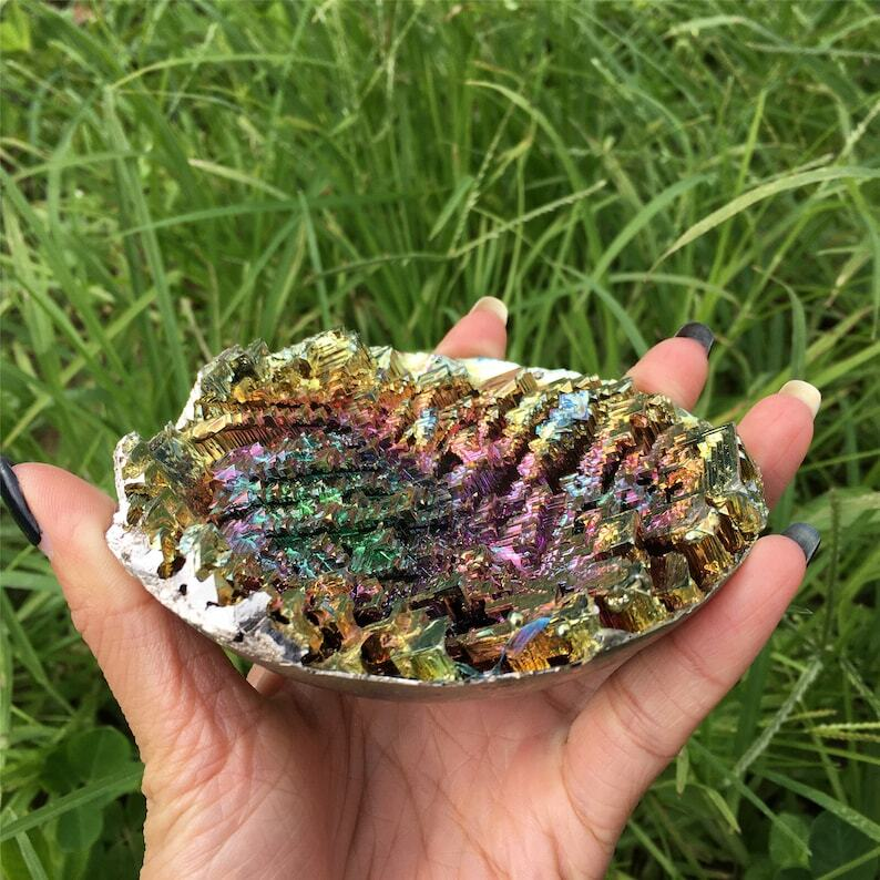 1PC Natural Bismuth Ore Bow Quartz Specimen TowerReiki Healeaching Materials