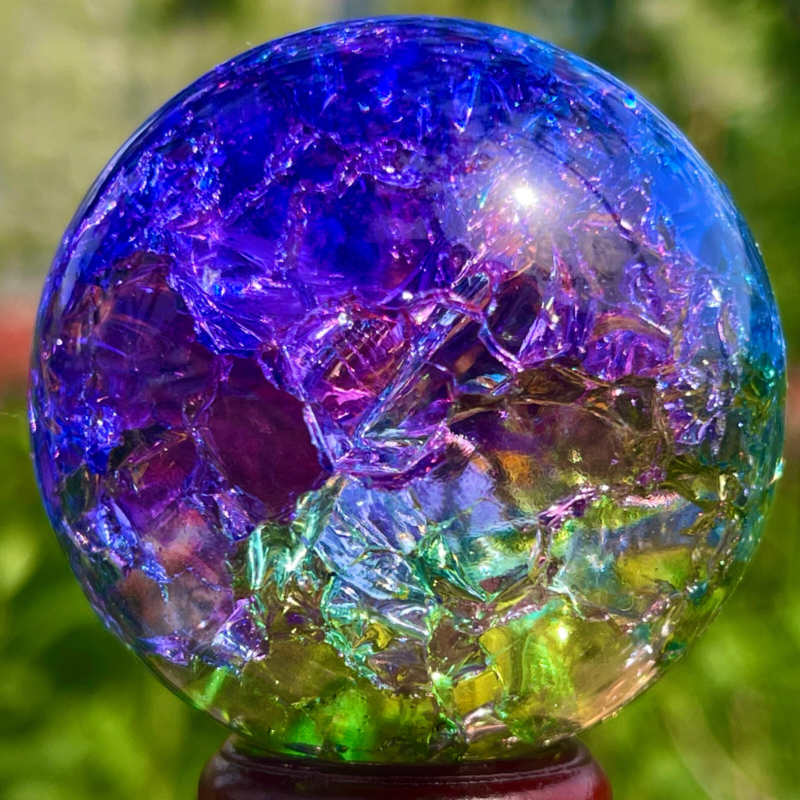 165G Natural Titanium Rainbow Quartz sphere Crystal ball Healing