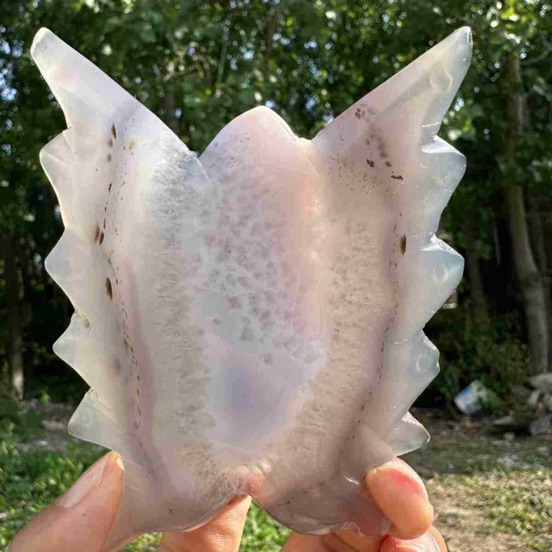 140g natural agate hand carved butterfly skull quartz crystal cluster reiki