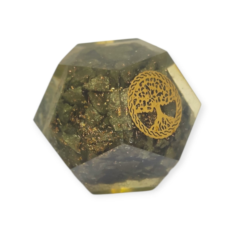 Golden Pyrite Orgonite Dodecahedron Crystal Tree Of Life Healing 40-45MM