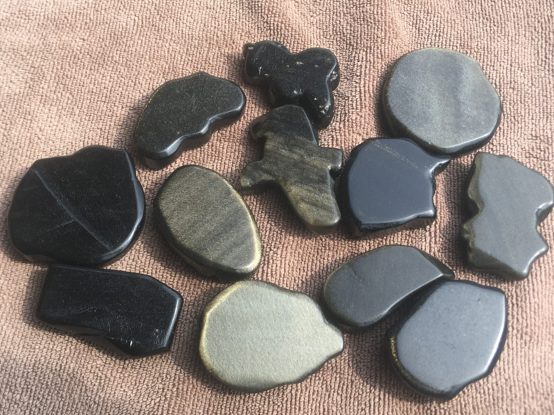 10pc Natural mix gold obsidian Quartz hand Carved skull crystal Reiki healing