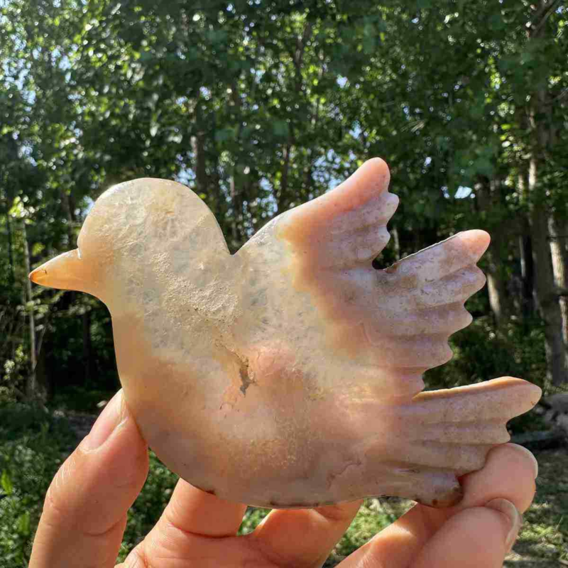 130g natural agate hand carved bird skull quartz crystal cluster reiki