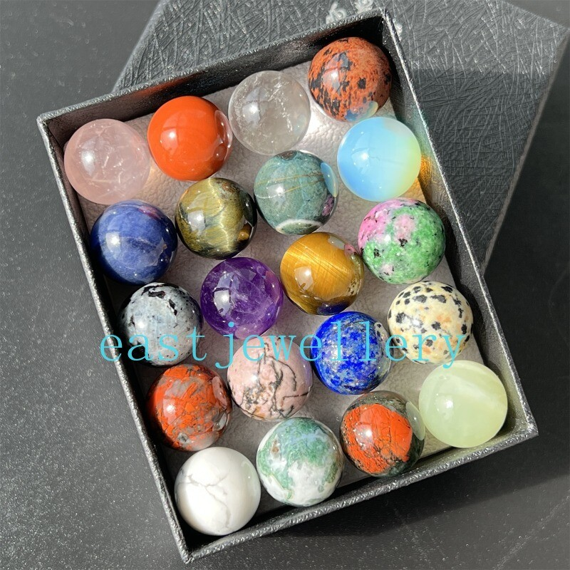 10pcs Natural Mixed Sphere Quartz Crystal Carved Gem Ball Reiki Healing 15mm+