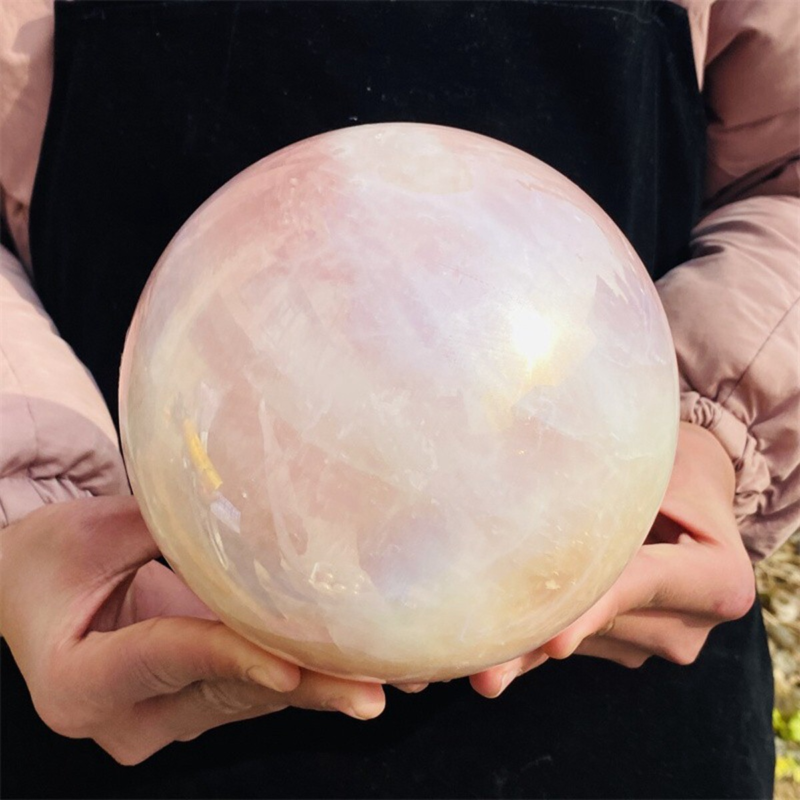4780g Rose Crystal Ball Treasure electroplated Powder Healing Sphere