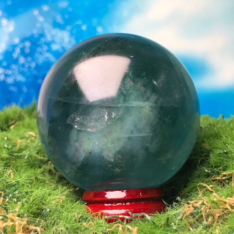 193G Natural Blue Fluorite Quartz Crystal Ball Sphere Polished Mineral Healing