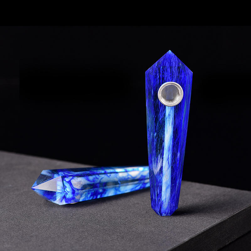 Natural Blue Melting Stone Smoking Pipe Quartz Crystal Wand Point Reiki Obelisk
