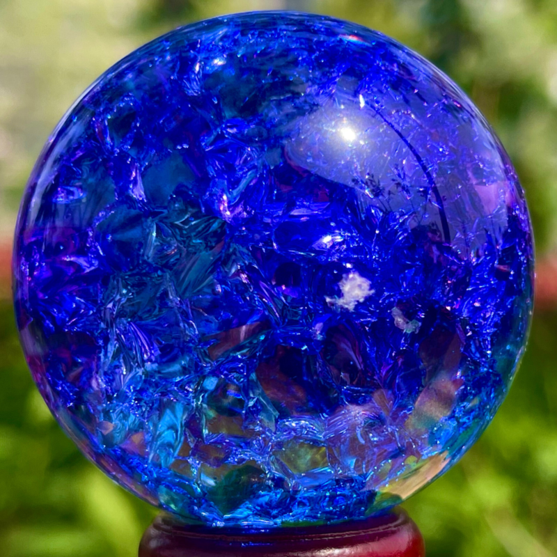 165G Natural Titanium Rainbow Quartz sphere Crystal ball Healing