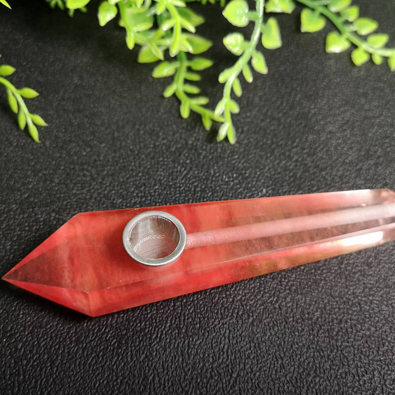Natural Red Melting Stone Smoking Pipes Quartz Crystal Point Wand Reiki Obelisk
