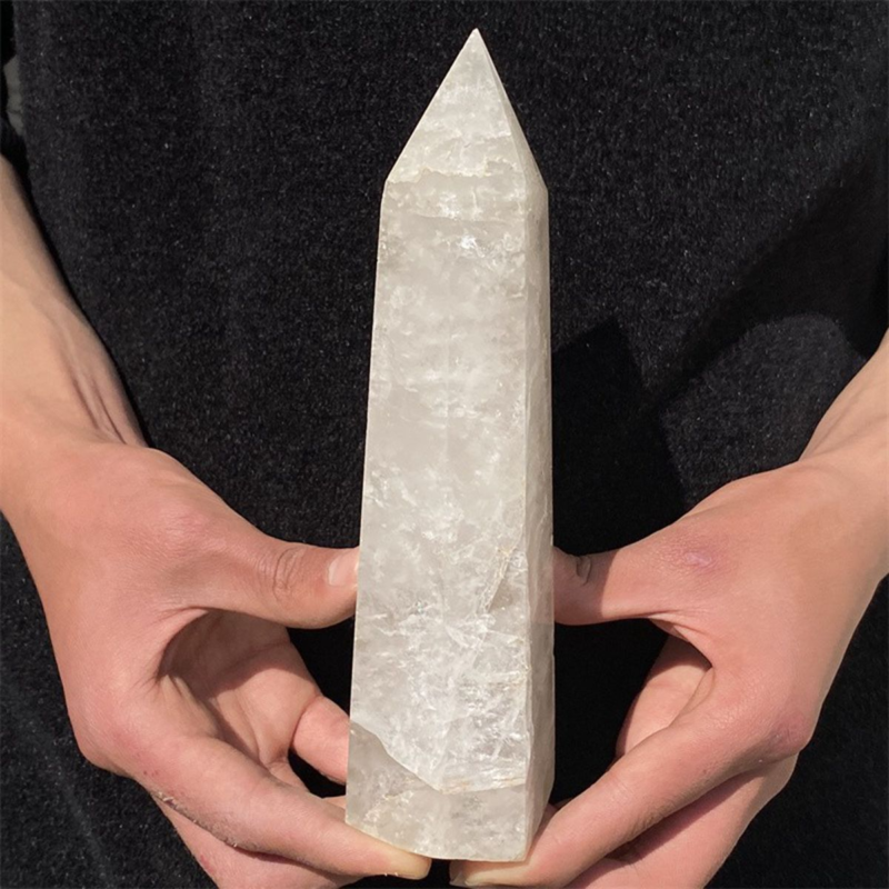 950gNatural White Quartz Obelisk Crystal Wand Point Healing Mineral Stone