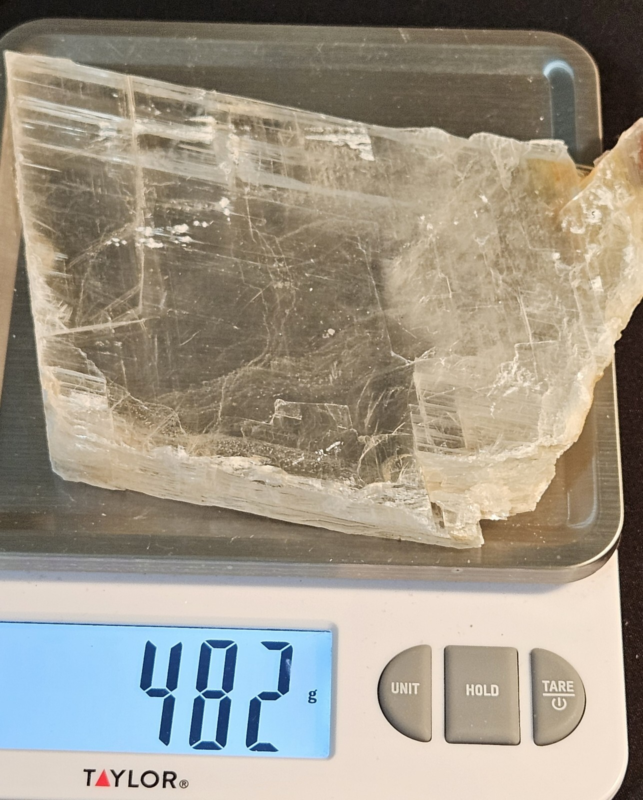 482g Natural Selenite Crystal Slab, Raw Phantom Slice, Gypsum Plate, Chakra