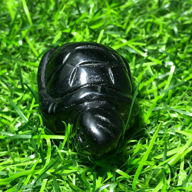 1.5" Top Natural obsidian Quartz hand carved Crystal tortoise reiki healing .1pc