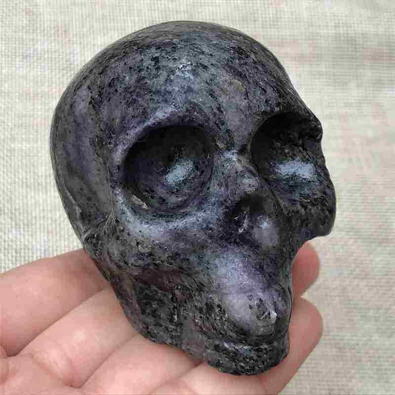 0.41Kg Natural black jade quartz skull carved Quartz Crystal skull Healing