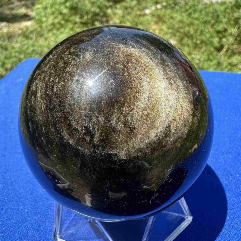 460g natural Gold obsidian sphere quartz crystal polished ball healingg550