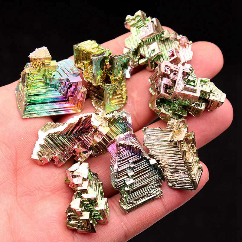 Natural Rainbow Aura Titanium Bismuth Healing Crystal Gemstone Specimens Reiki