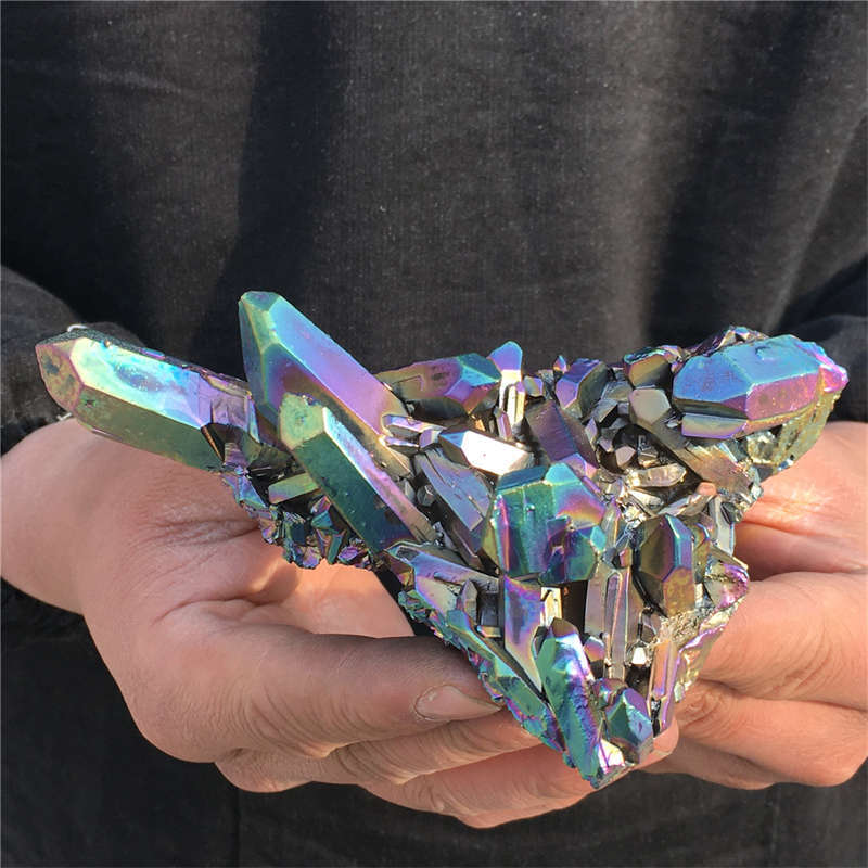 190g Electroplate Rainbow cluster quartz crystal mineral specimen reiki healing