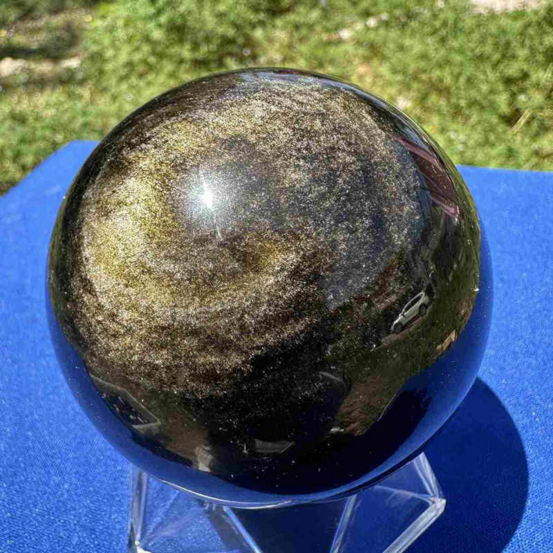 460g natural Gold obsidian sphere quartz crystal polished ball healingg550