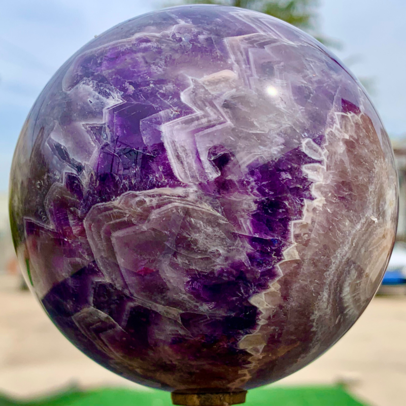 2.39LB Natural beautiful Dream Amethyst Quartz Crystal Sphere Ball Healing