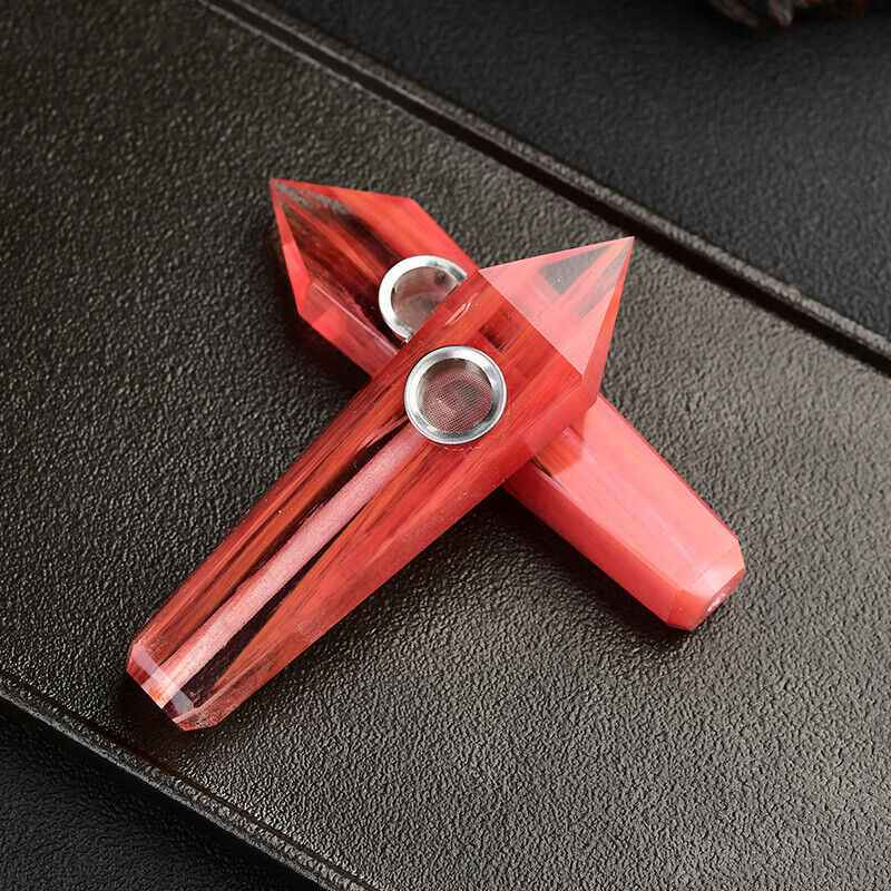 Natural Red Melting Stone Smoking Pipes Quartz Crystal Point Wand Reiki Obelisk