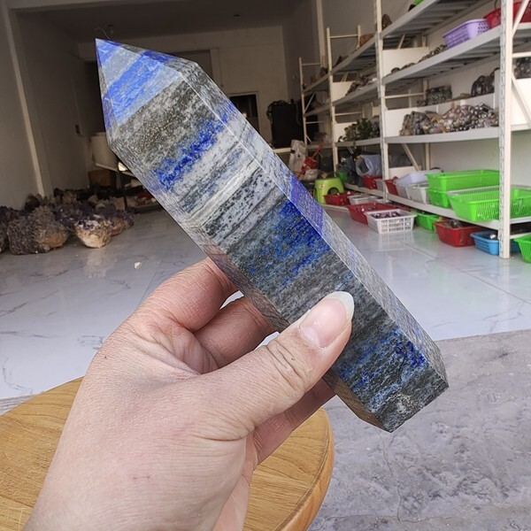 655g Natural Rock Lapis Lazuli Quartz Crystal Stone Point Healing Wand Obelisk