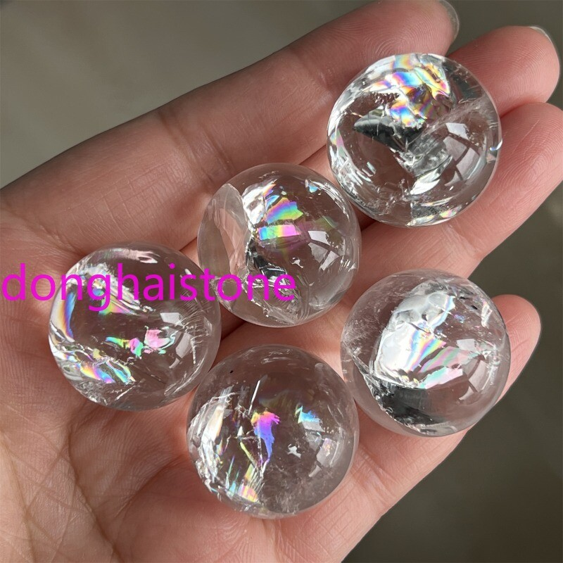 Top 1pc Natural clear Quartz sphere Rainbow Crystal Ball Mineral healing 20mm+