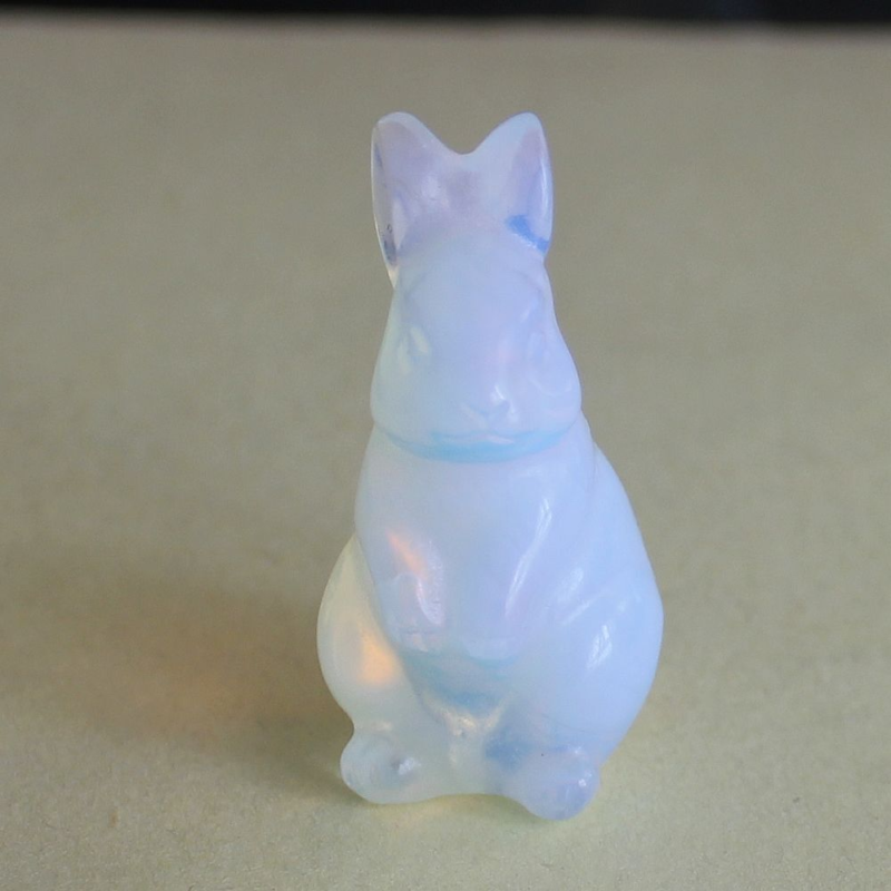 Carved gemstone crystal rabbit bunny figurine animal carving home decor 1.5''