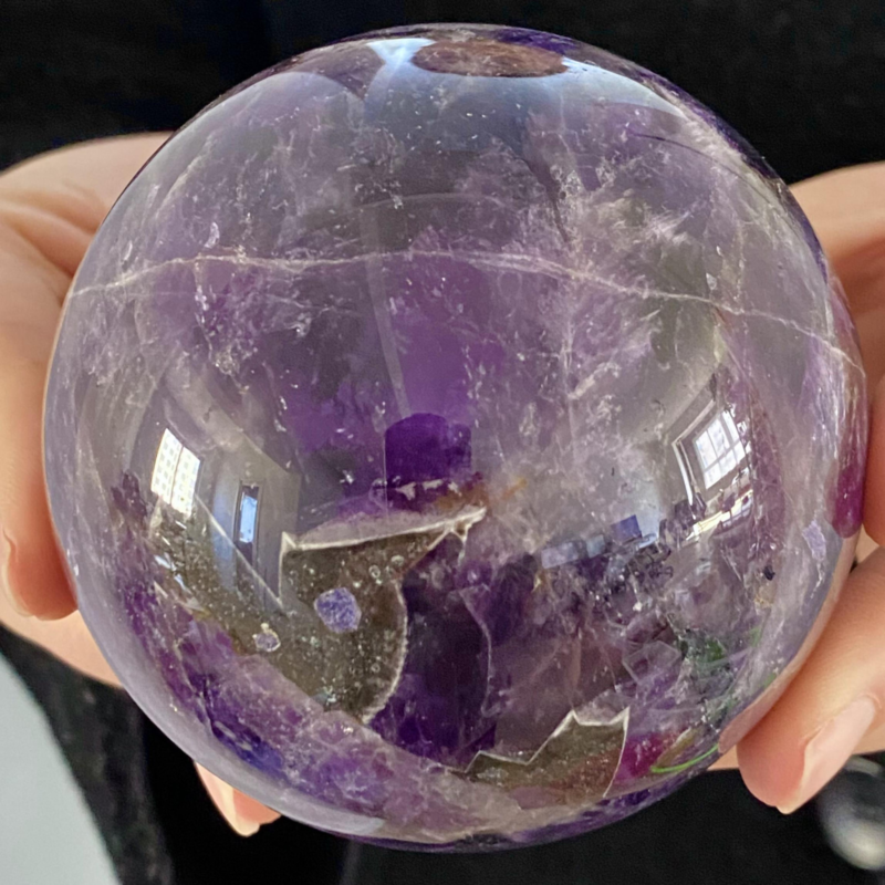 1.73LB Rare High Quality Purple Amethyst Quartz Crystal Sphere Healing Bal