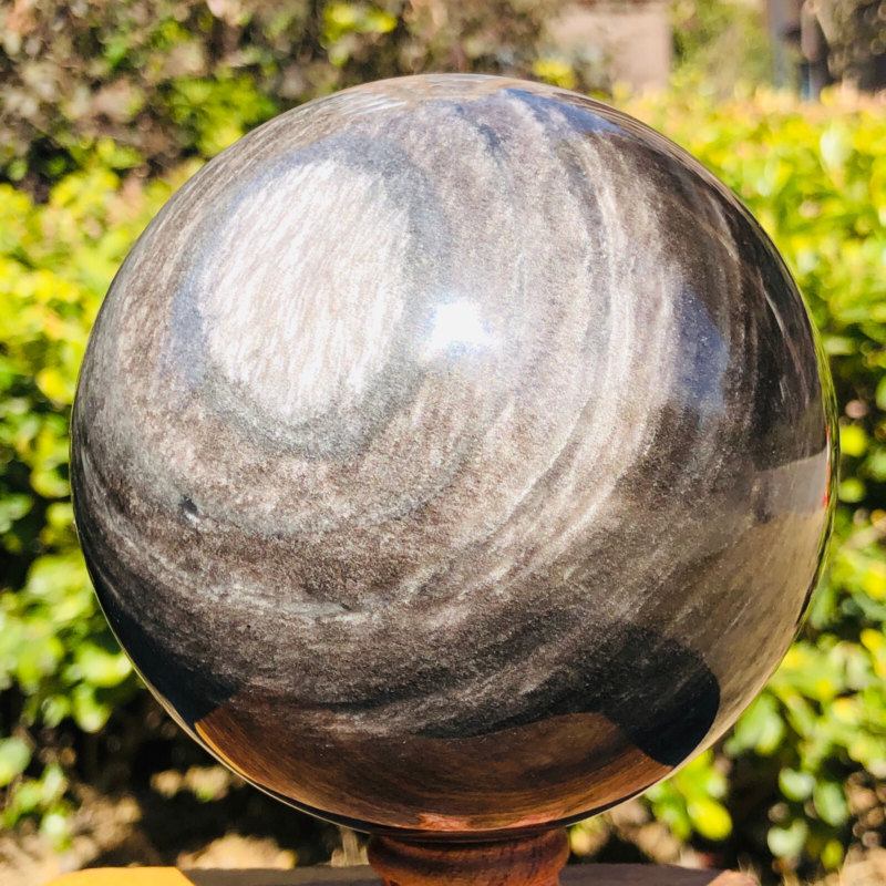 4.55LB Natural Silver Obsidian Sphere Crystal quartz Ball Healing