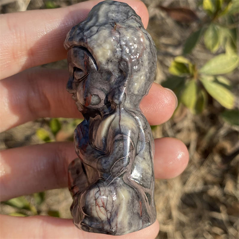 1pc Natural stone Buddha hand carved Quartz Crystal stone skull Reiki healing