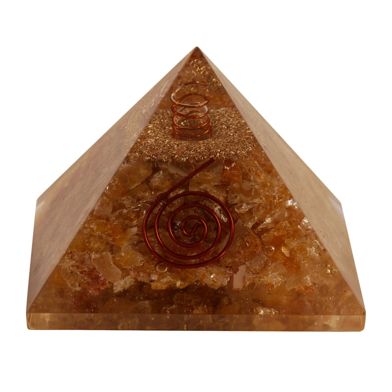 Citrine Orgone Pyramid Stones Healing Crystals Balancing Decor Free Shipping