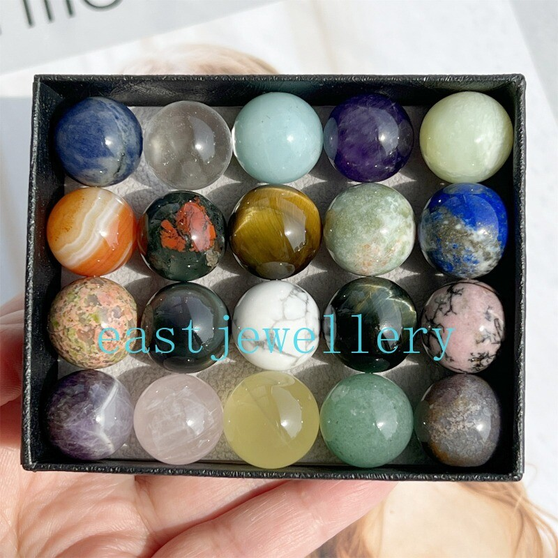 10pcs Natural Mixed Sphere Quartz Crystal Carved Gem Ball Reiki Healing 15mm+