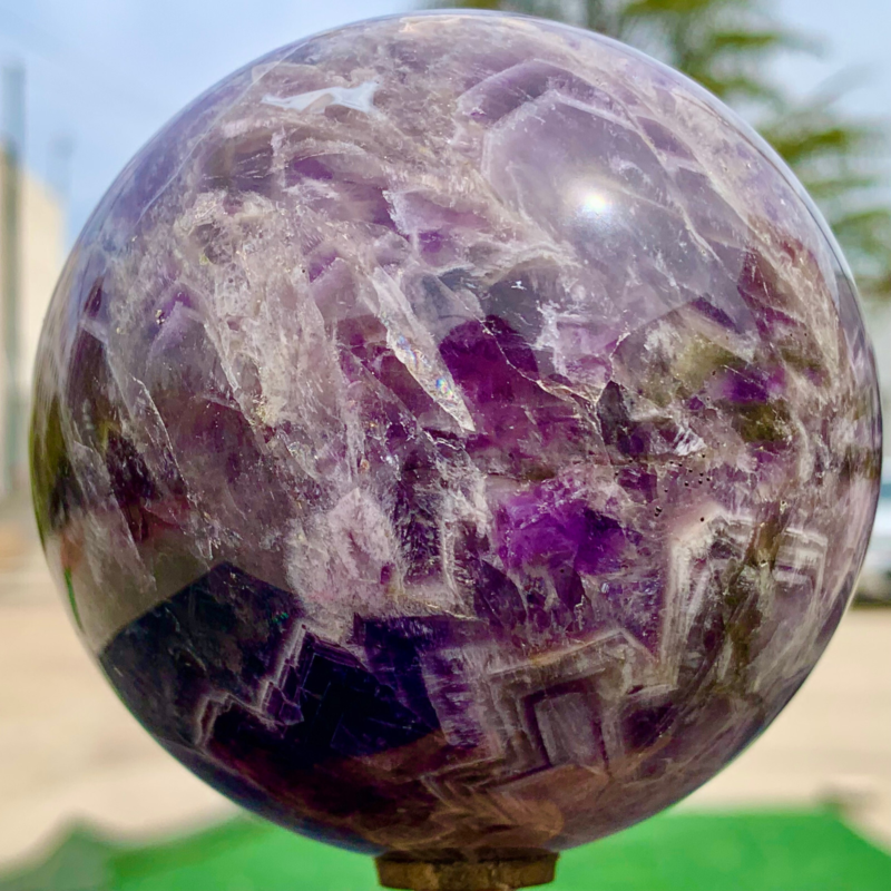 1.76LB Natural beautiful Dream Amethyst Quartz Crystal Sphere Ball Healing
