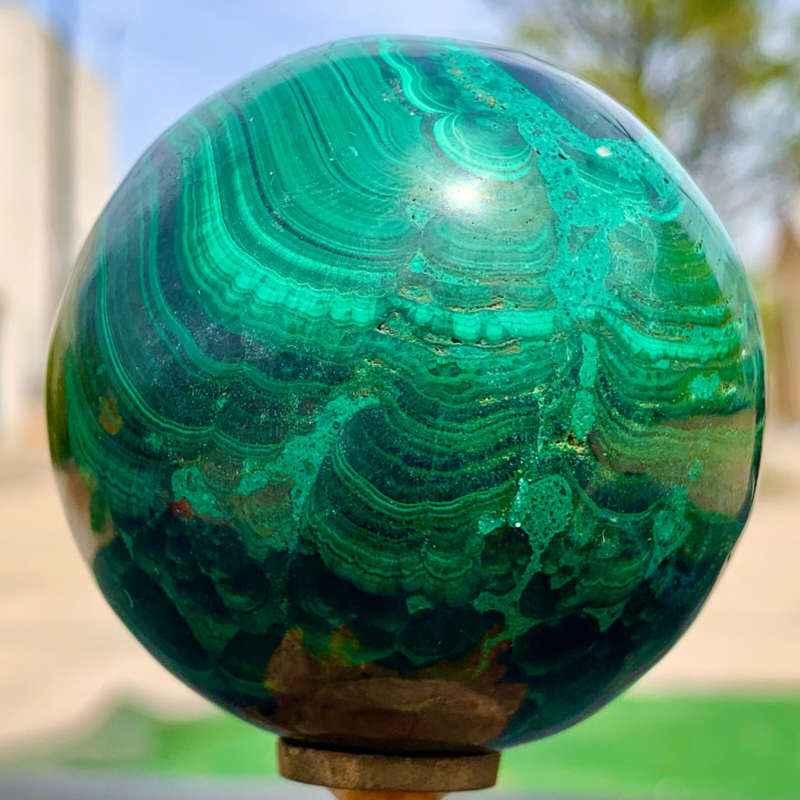 360G Natural malachite egg quartzcrystal energy ball reiki healing