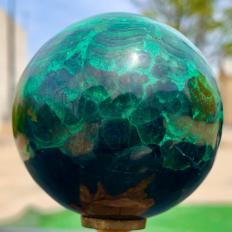 360G Natural malachite egg quartzcrystal energy ball reiki healing
