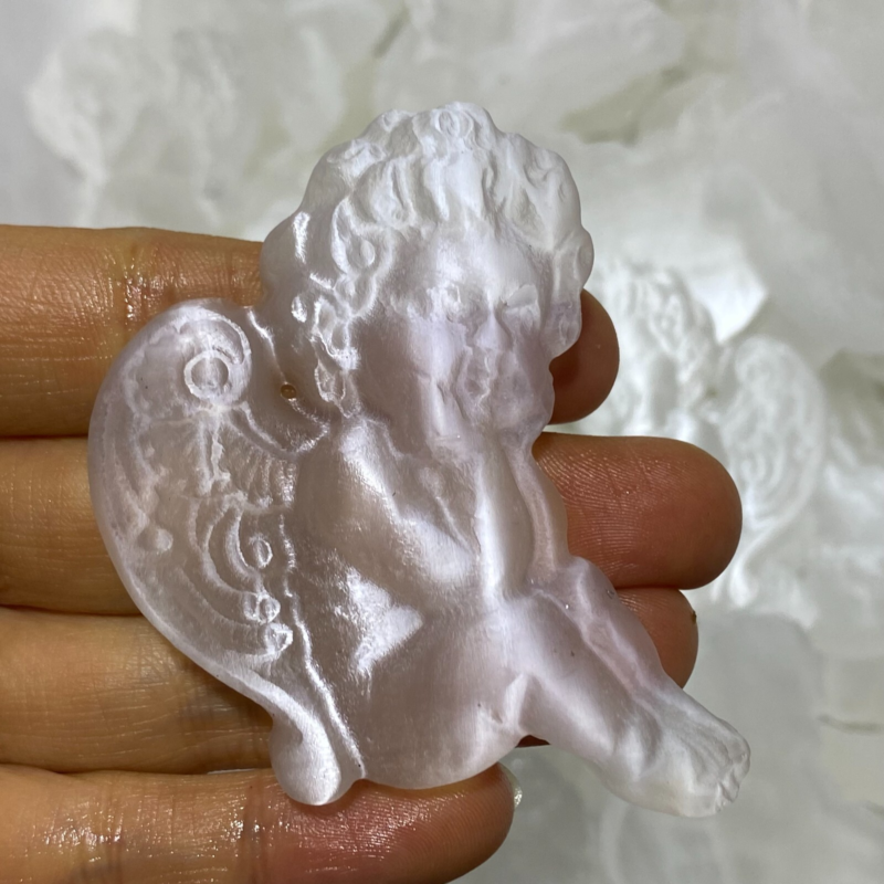 Natural Gypsum Selenite angel Hand Carved Quartz Crystal Reiki healing 1PC