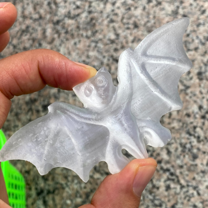TOP 2.5”+ Natural Gypsum Selenite quartz bat hand carved crystal healing 1PC