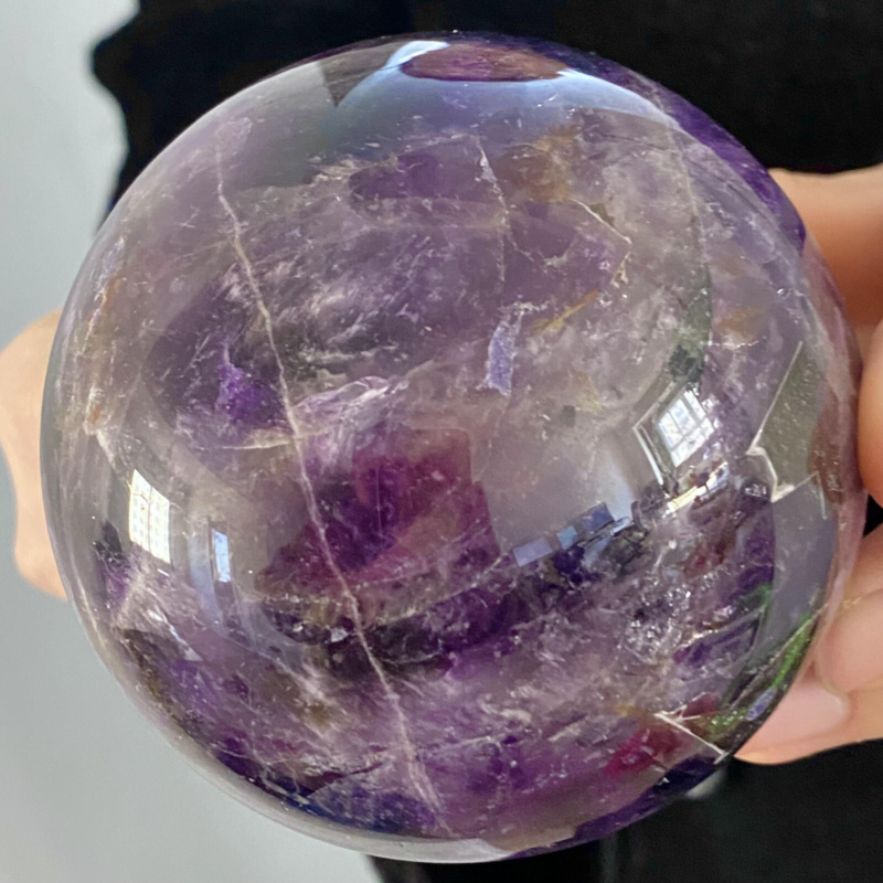 1.73LB Rare High Quality Purple Amethyst Quartz Crystal Sphere Healing Bal