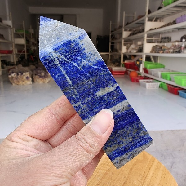 280g Natural Rock Lapis Lazuli Quartz Crystal Stone Point Healing Wand Obelisk