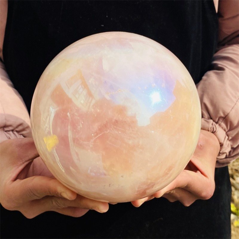 4780g Rose Crystal Ball Treasure electroplated Powder Healing Sphere