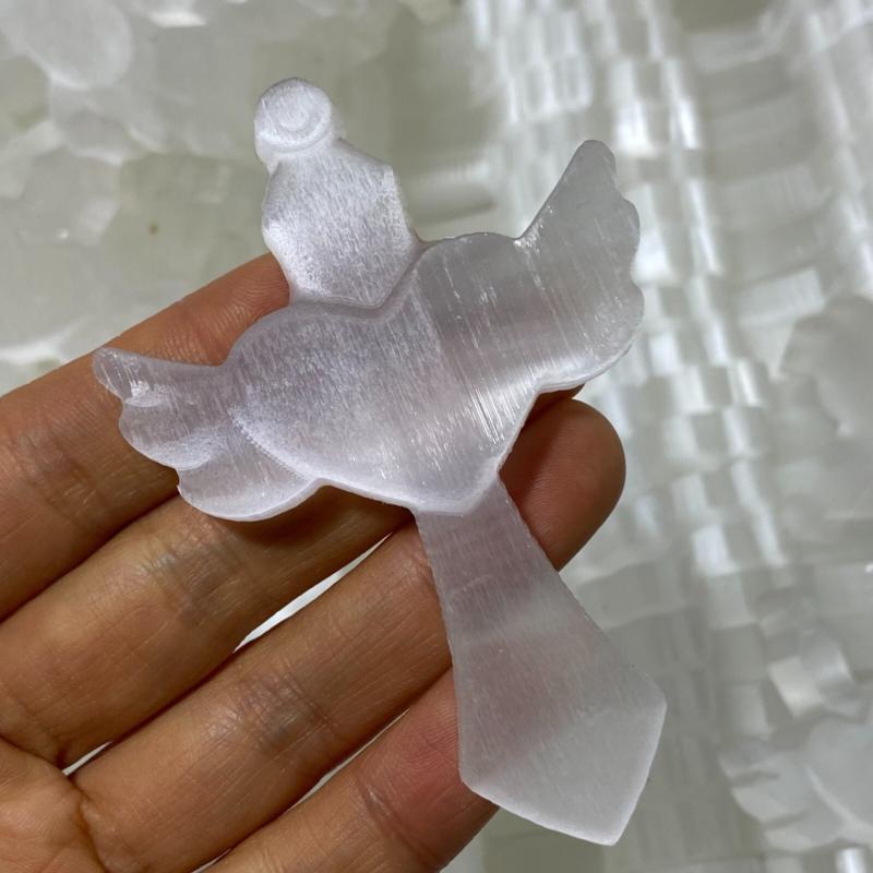 Natural Gypsum Selenite Cross Hand Carved Quartz Crystal Reiki healing 1PC