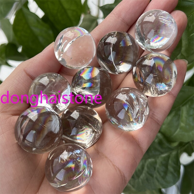 Top 1pc Natural clear Quartz sphere Rainbow Crystal Ball Mineral healing 20mm+