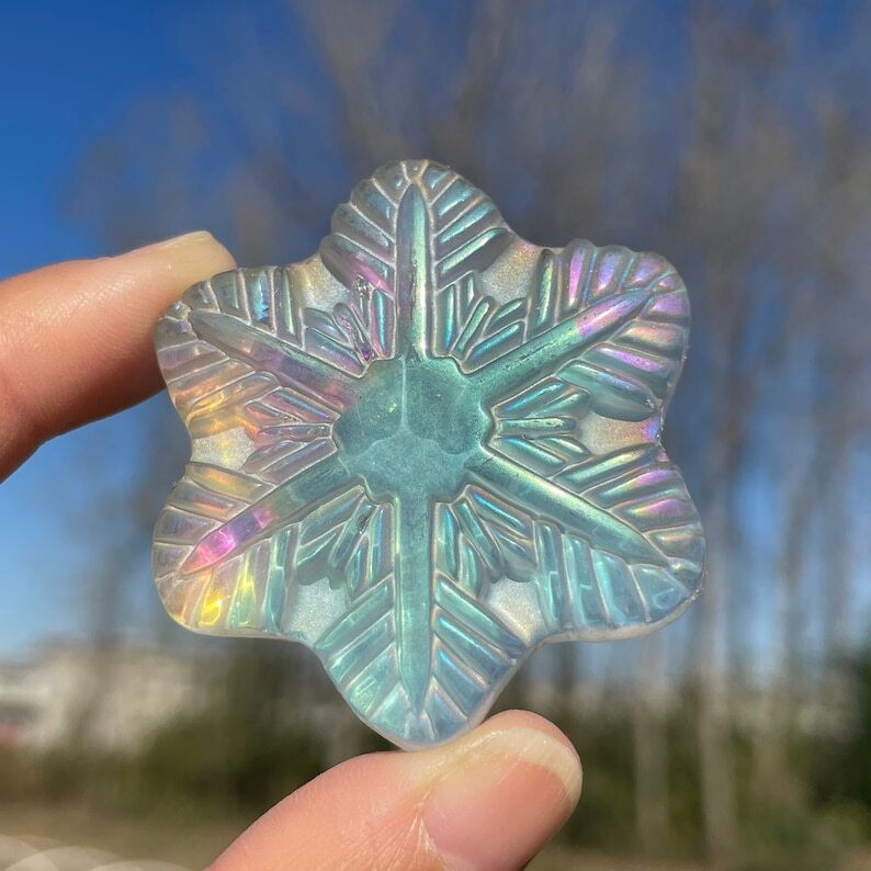 Titanium Clear Melting Stone Snowflake Quartz Crystal Carved Heal collection