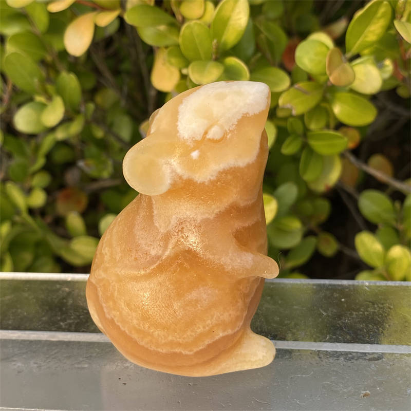 1pc Natural Calcite mouse carved Quartz Crystal stone skull Reiki healing