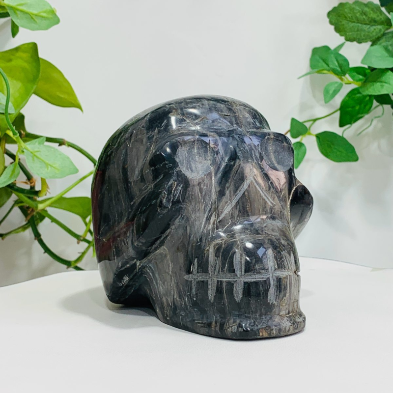 1877g Natural Crystal Jade Hand Carved Quartz Skull Medium Energy Reiki Healing