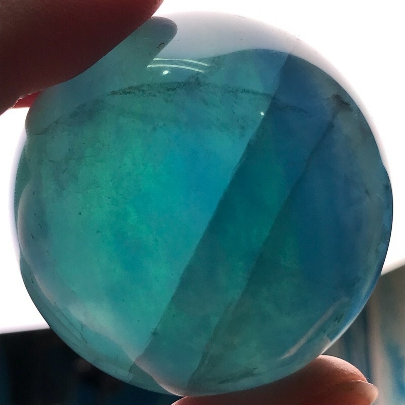 193G Natural Blue Fluorite Quartz Crystal Ball Sphere Polished Mineral Healing